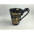Gold Decal Printed Mug, Black Mug with Gold Decal Printing